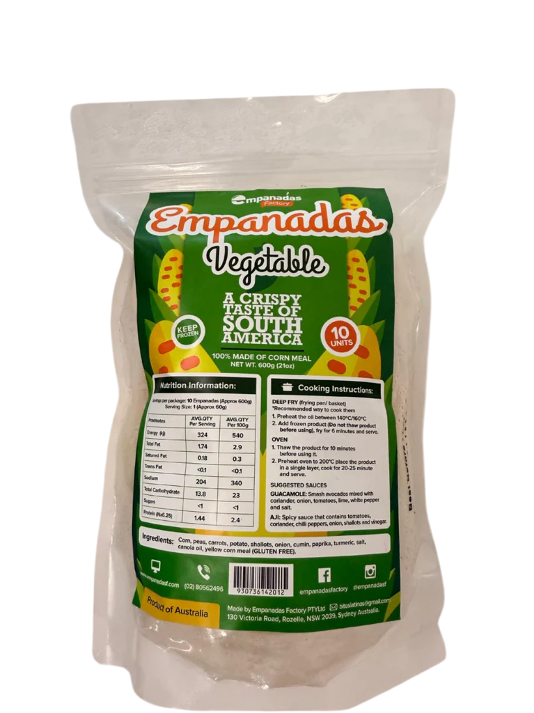 Vegetable Empanada - 600g Bag - 10 Empanadas